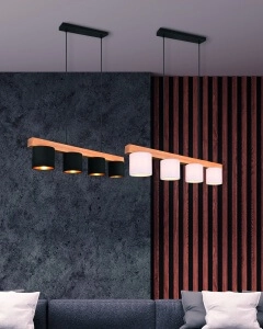 Hanglamp Cameron 4-lichts wit met houtbruin Trio 4017807502916