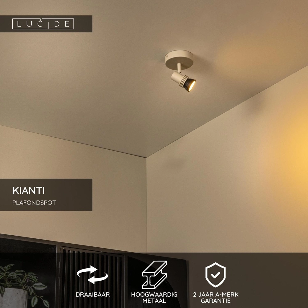 Plafondspot Kianti enkel zand bruin Lucide 5411212531131