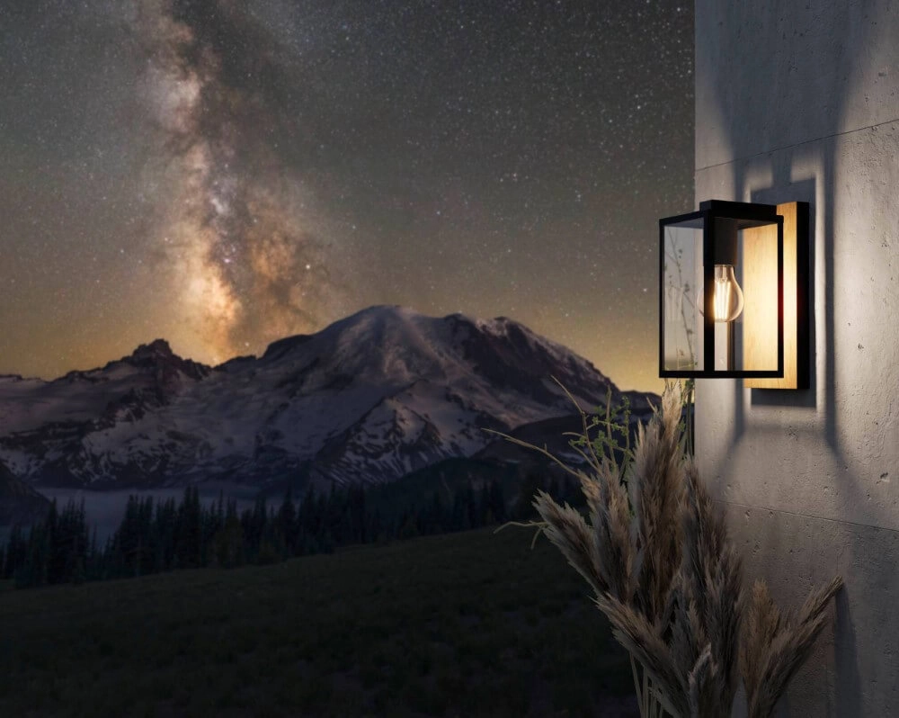 Buitenlamp Budrone Zwart met hout Eglo 9008606231591