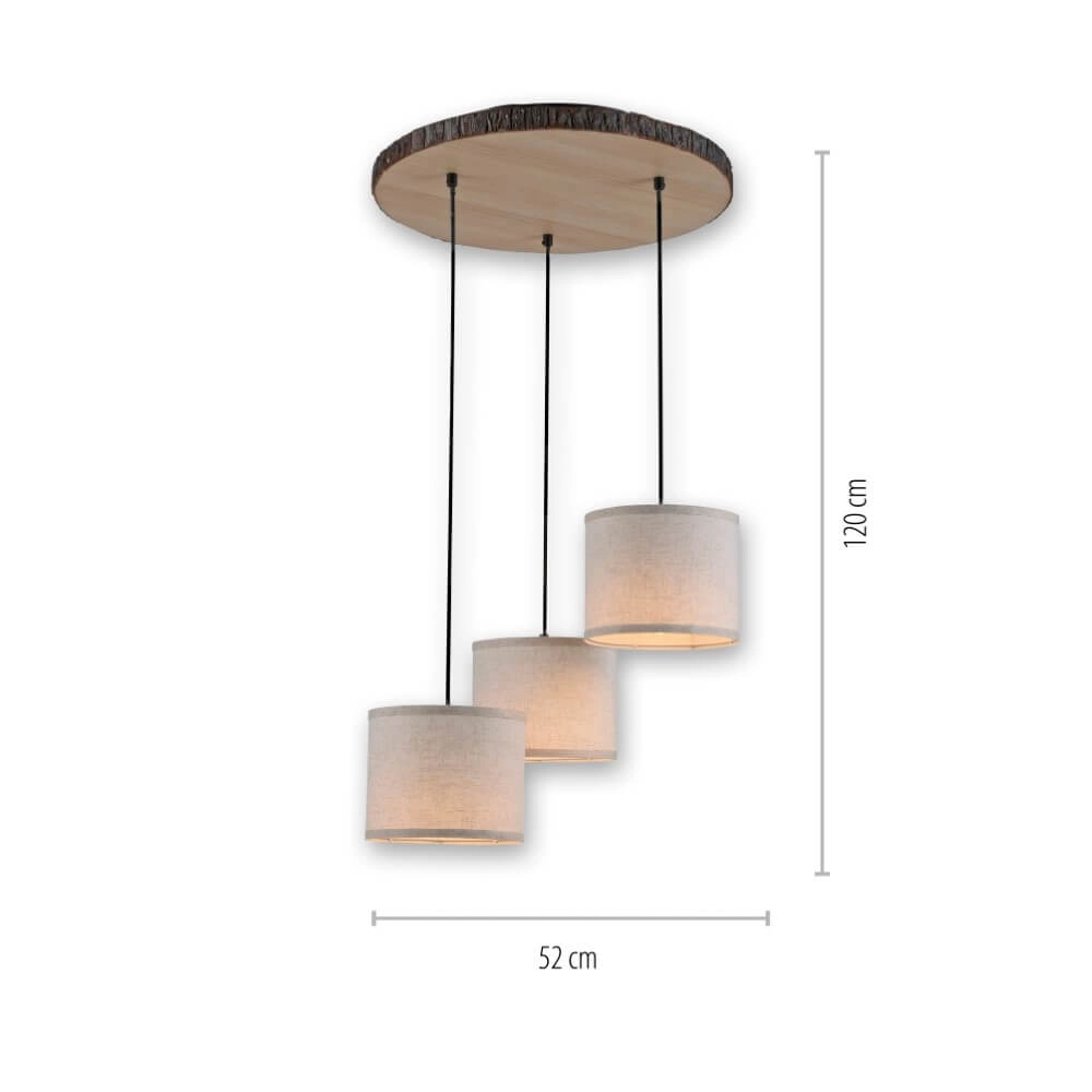 Landelijke plafondlamp Bark hout Just Light 4043689975937