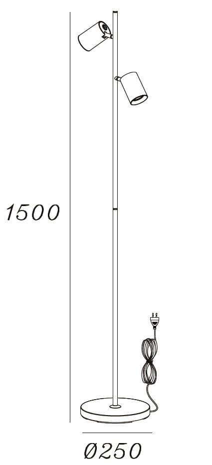 Vloerlamp Megano zwart 2-lichts Artdelight 8720701100664
