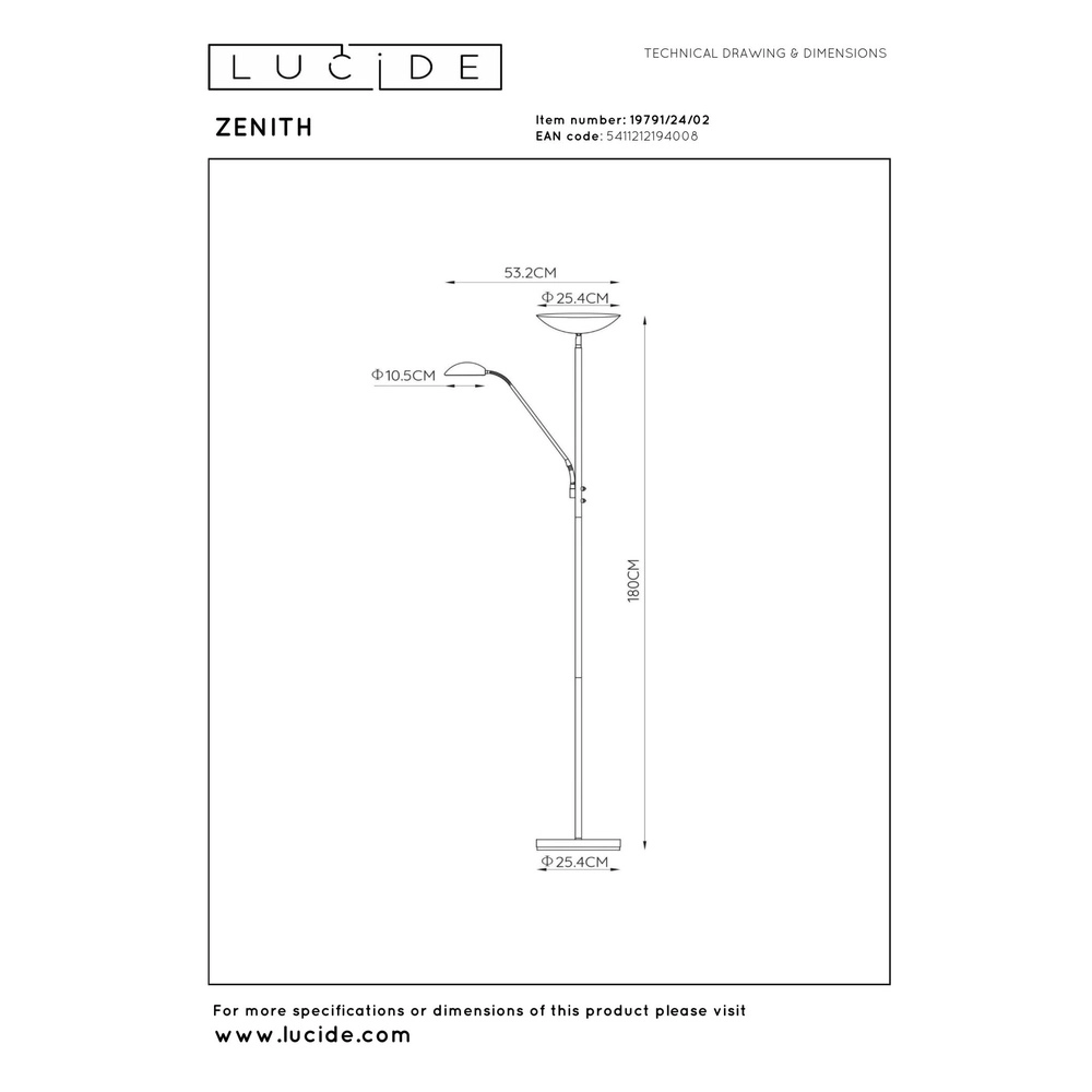 Leeslamp Zenith goud Lucide 5411212194008
