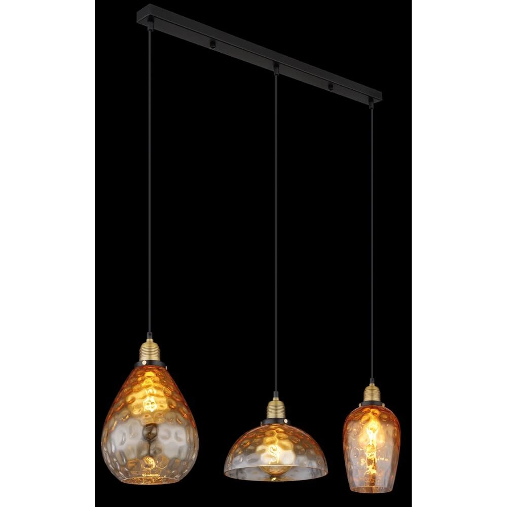 3-lichts hanglamp Salvy amber glas honinggraat Globo 9007371457441
