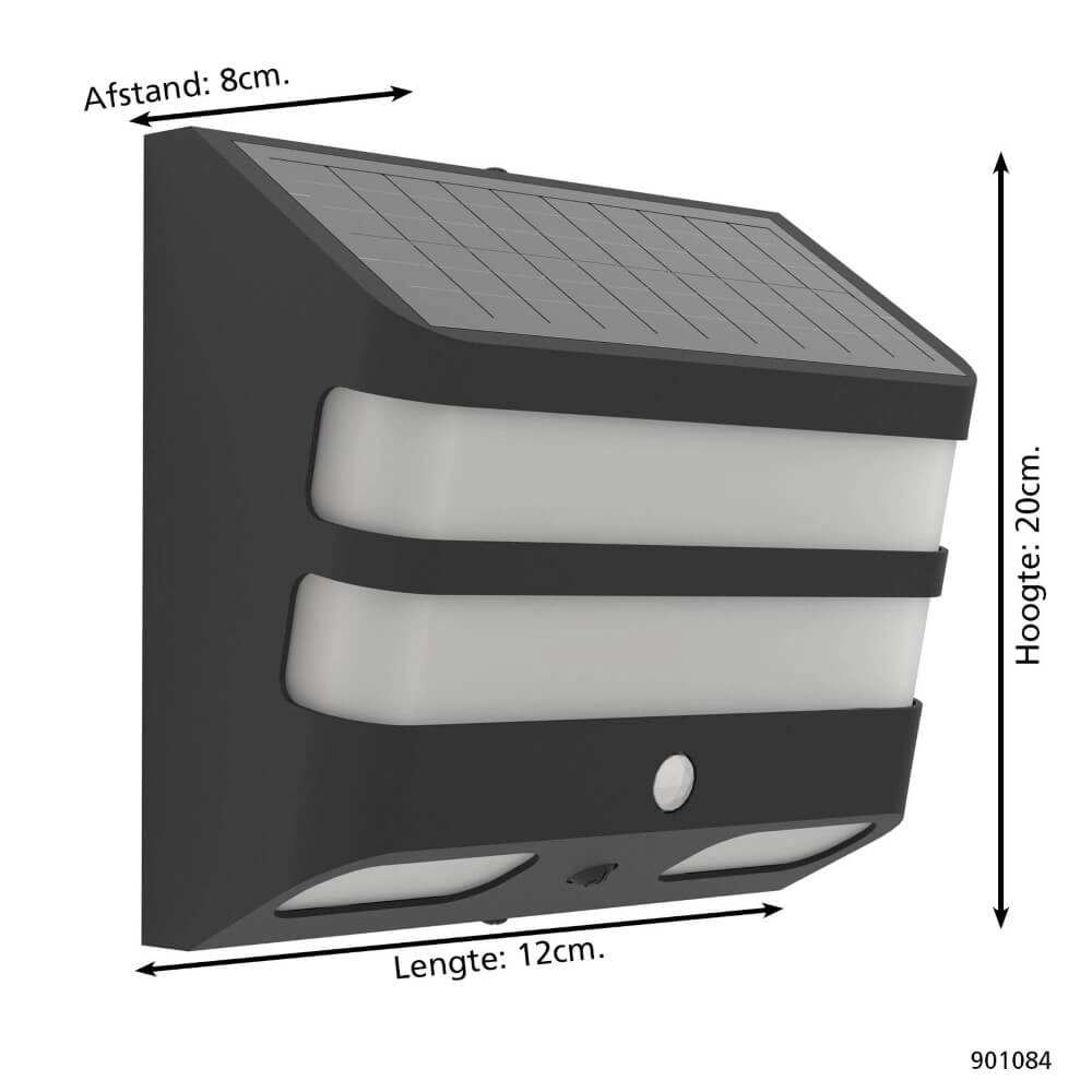Solar wandlamp Stiappa zwart Eglo 9008606297924