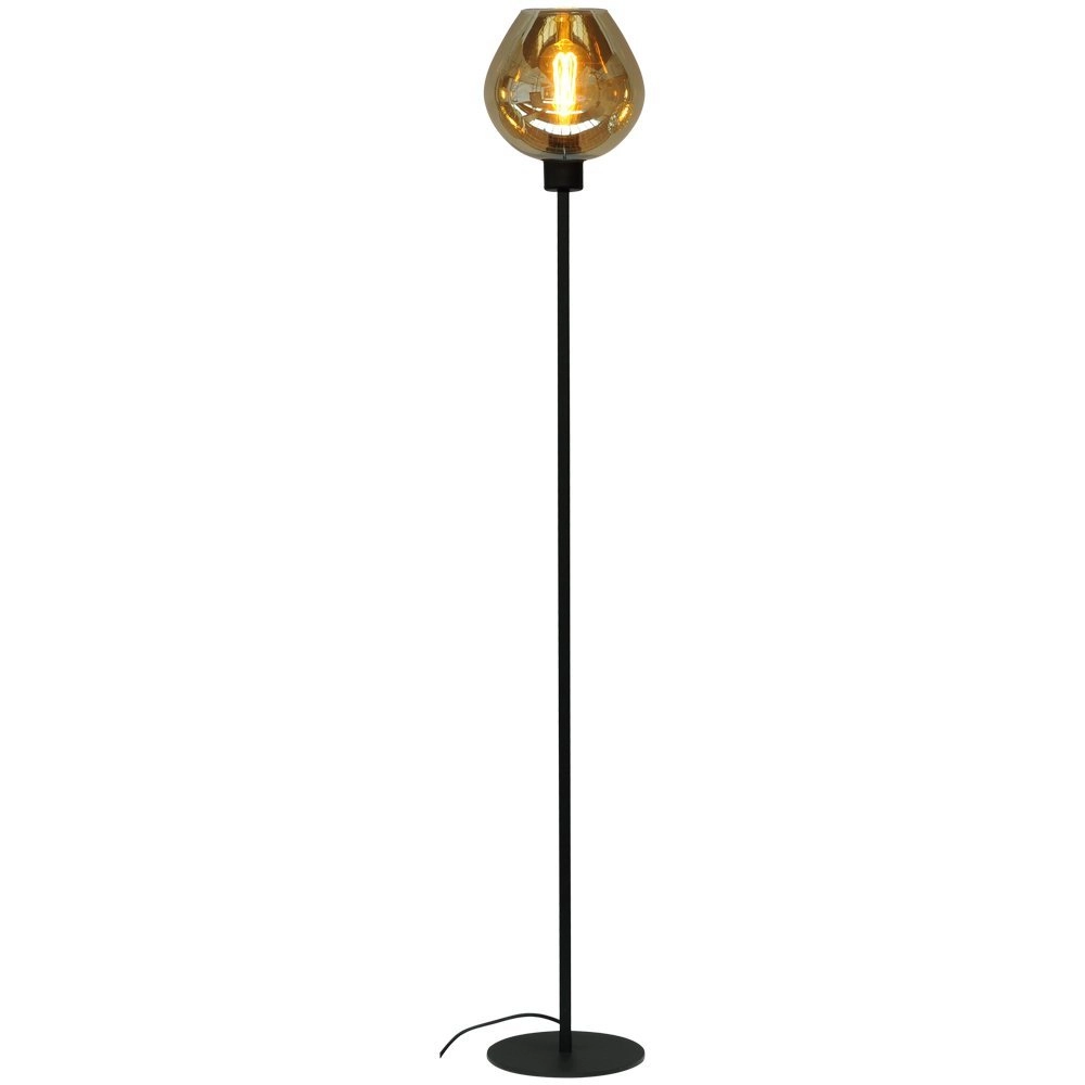 Vloerlamp zwart Quinto Smoke met smoke glas Vloerlamp zwart Quinto Smoke met smoke glas