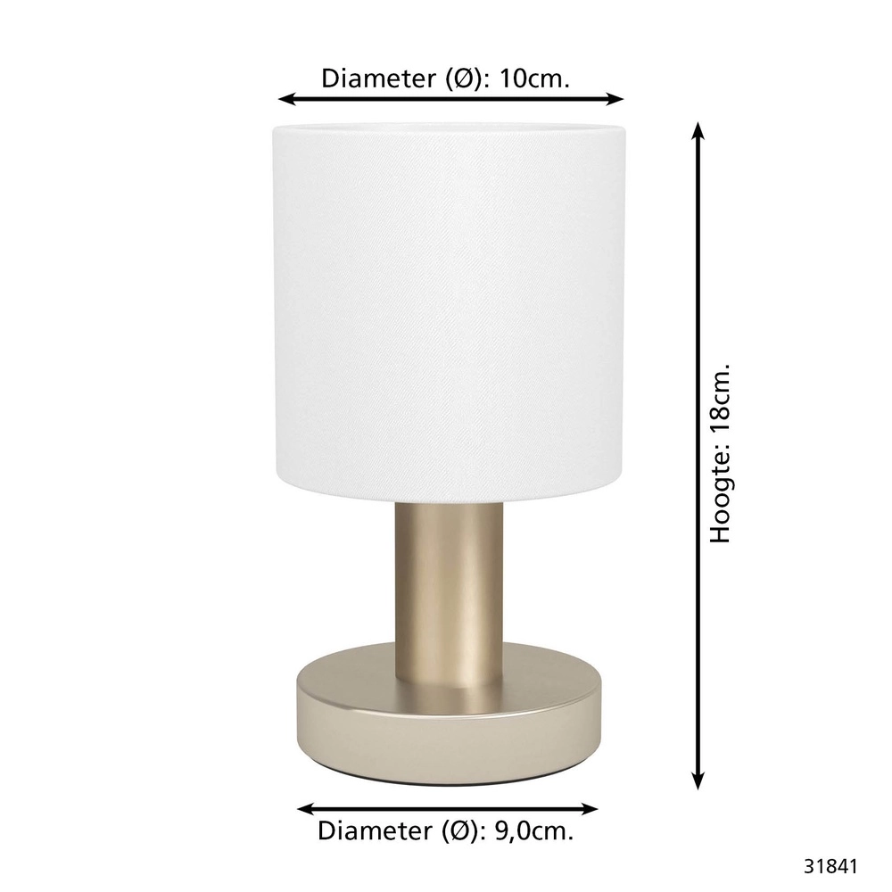 Tafellampje Montetto nikkel met witte kap Eglo 9002759318413