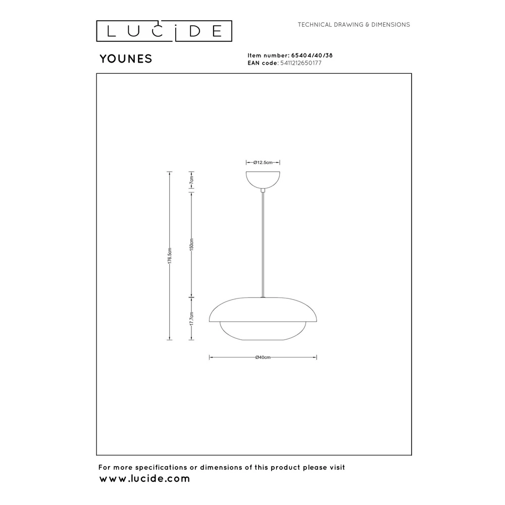 Hanglamp Younes Ø 40cm crème Lucide 5411212650177