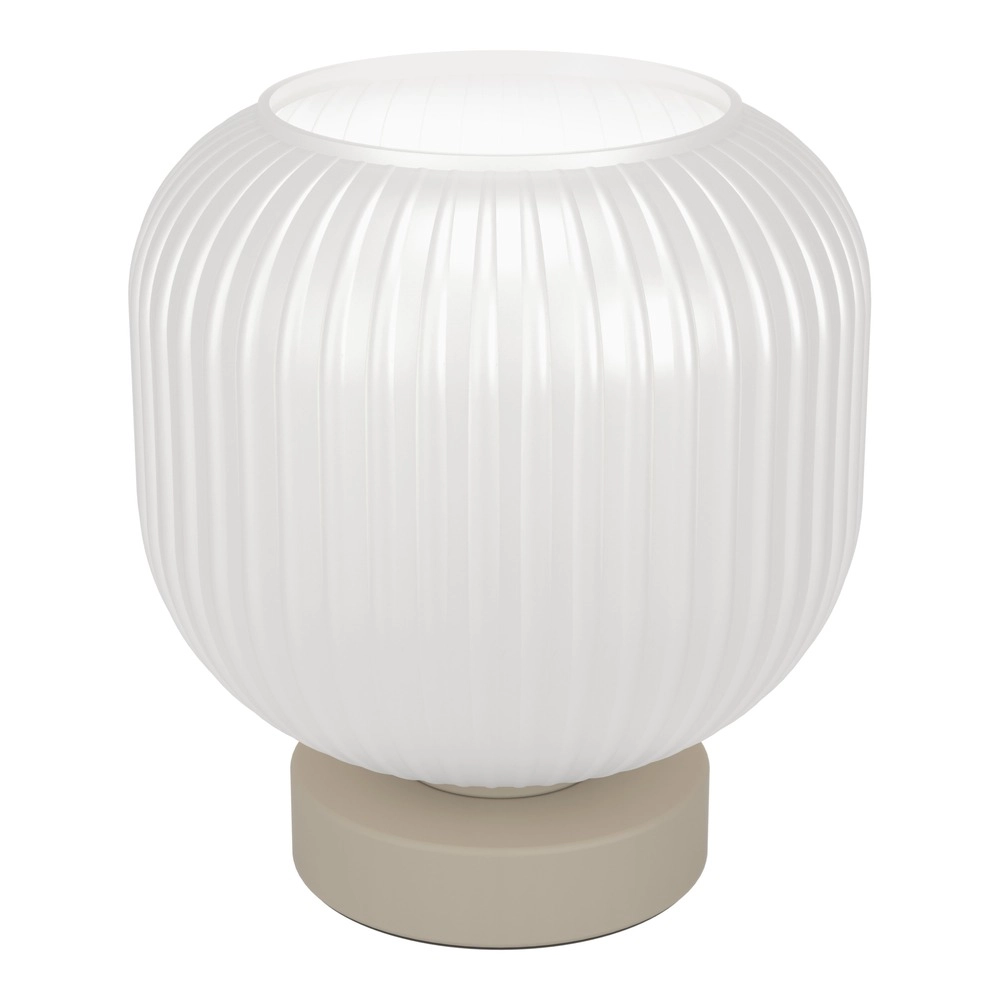 Design tafellamp Dasmina zand bruin met wit Ø 20cm