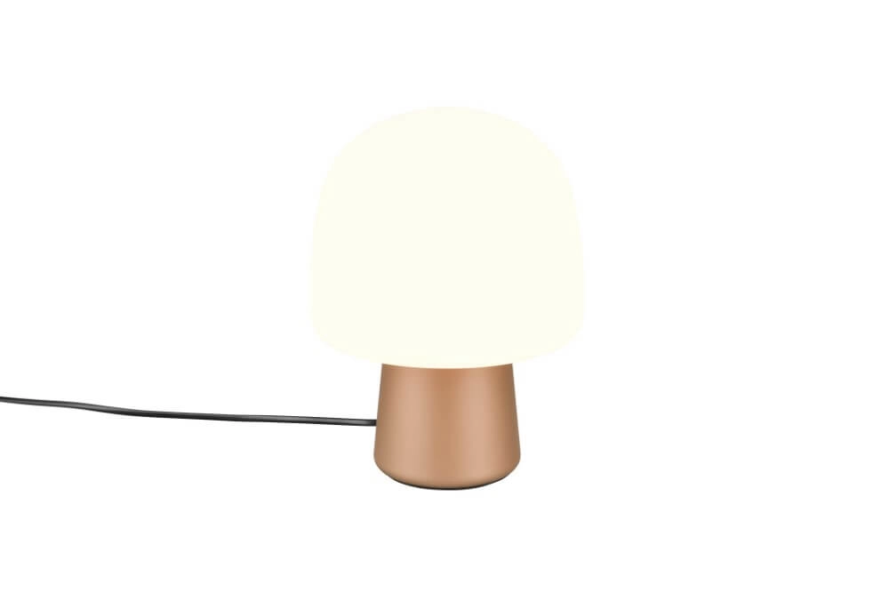 Paddenstoel tafellamp Steen coffee met wit glas Paddenstoel tafellamp Steen coffee met wit glas