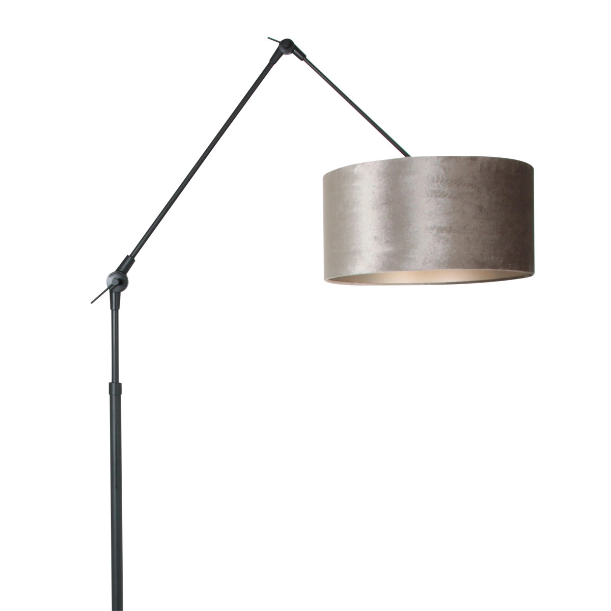 Vloer Leeslamp Prestige Chic zwart met 40cm taupe velourse kap Steinhauer 8712746145861