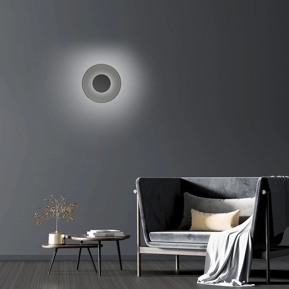 Wandlamp Pure Moon Ø 32cm - platin met smoke glas Paul Neuhaus 4012248386354