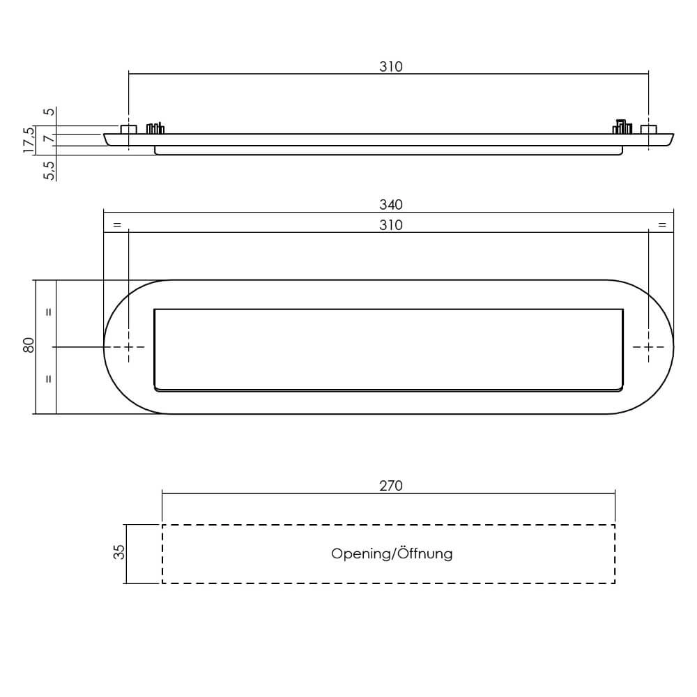 Brievenbus regenrand Posta ovaal messing Intersteel 8714186653647