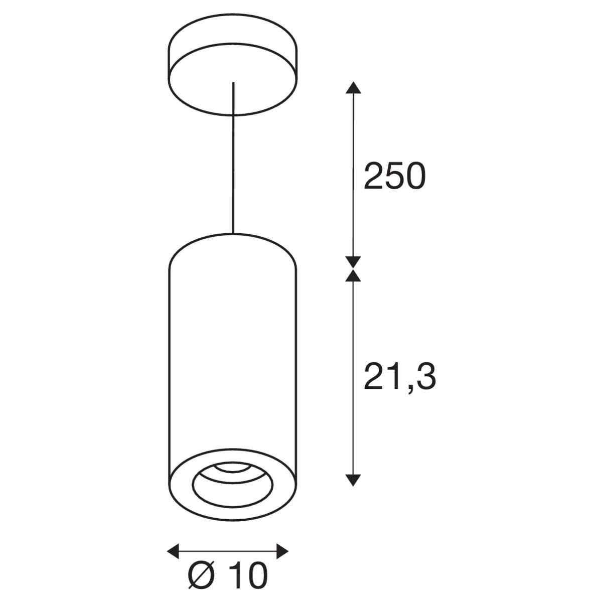 Led hanglamp Numinos Pendel 10cm zwart SLV 4024163244893