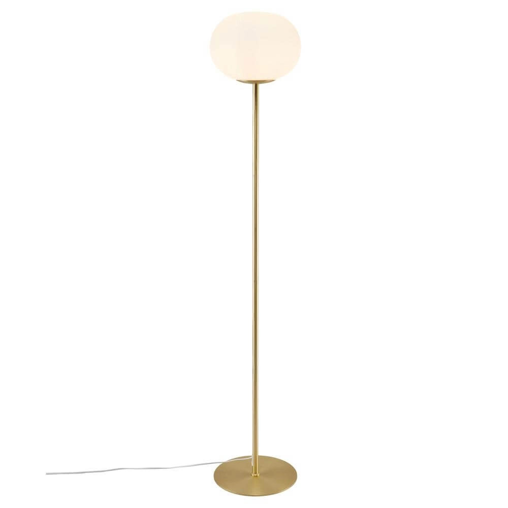 Glazen vloerlamp Alton messing met wit glas Nordlux 5704924001086
