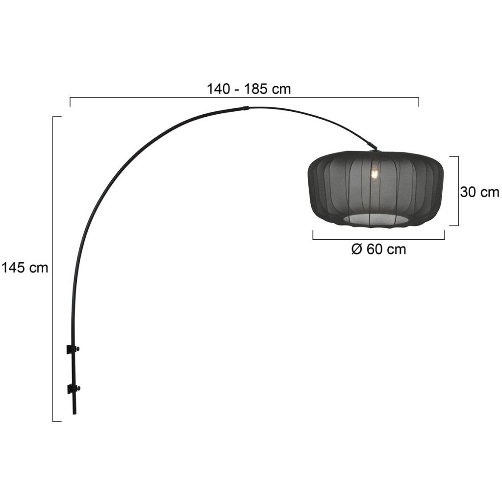 Zwarte wandlamp Vela Lino met zwarte kap Ø60cm Steinhauer 8712746182040