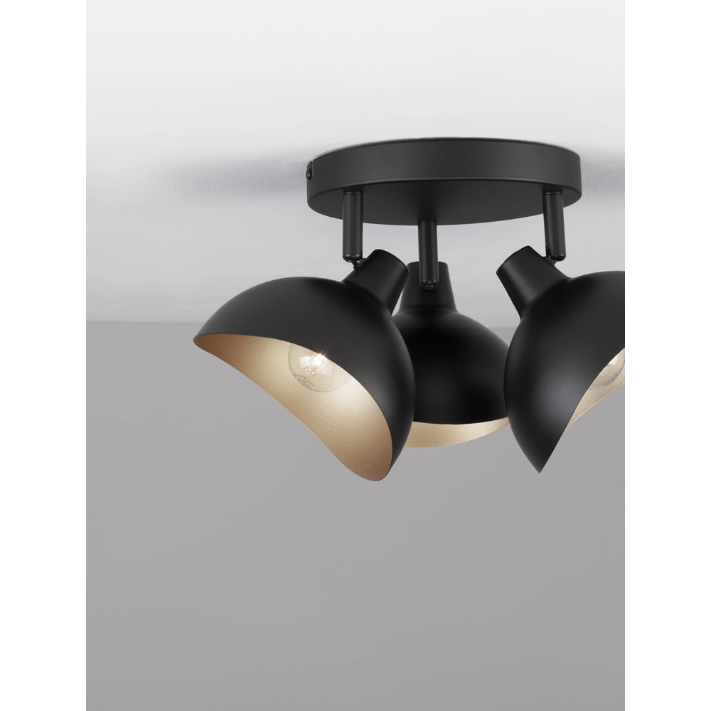 Plafondlamp Geti S zwart met gouden binnenkant Lyora 5212017436429