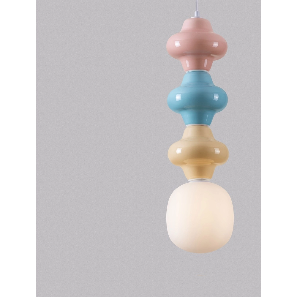 Hanglamp Clio L gekleurd keramiek met wit glas