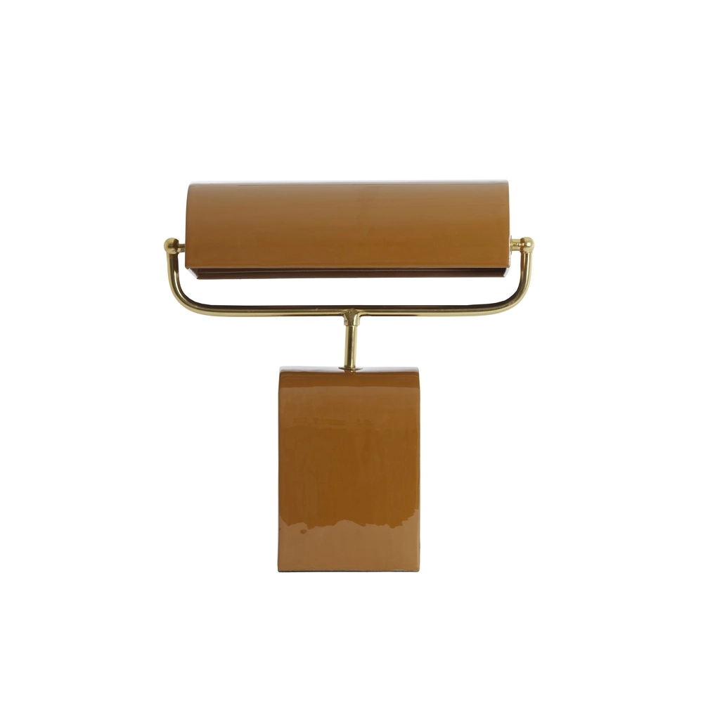 Bruine bureaulamp Cardona met goud - 1x E27