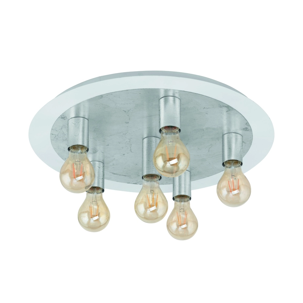 Unieke plafondlamp Passano wit en zilver 6-lichts