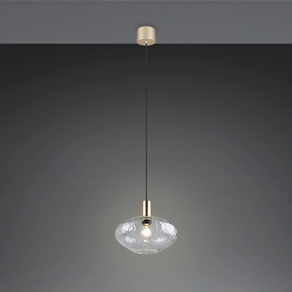 Hanglamp Emelie goud met smoke glas Trio 4017807702538