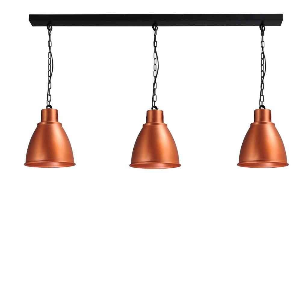 Roodkoperen eetkamerlamp Industria 3x27 roodkoper met zwart Roodkoperen eetkamerlamp Industria 3x27 roodkoper met zwart