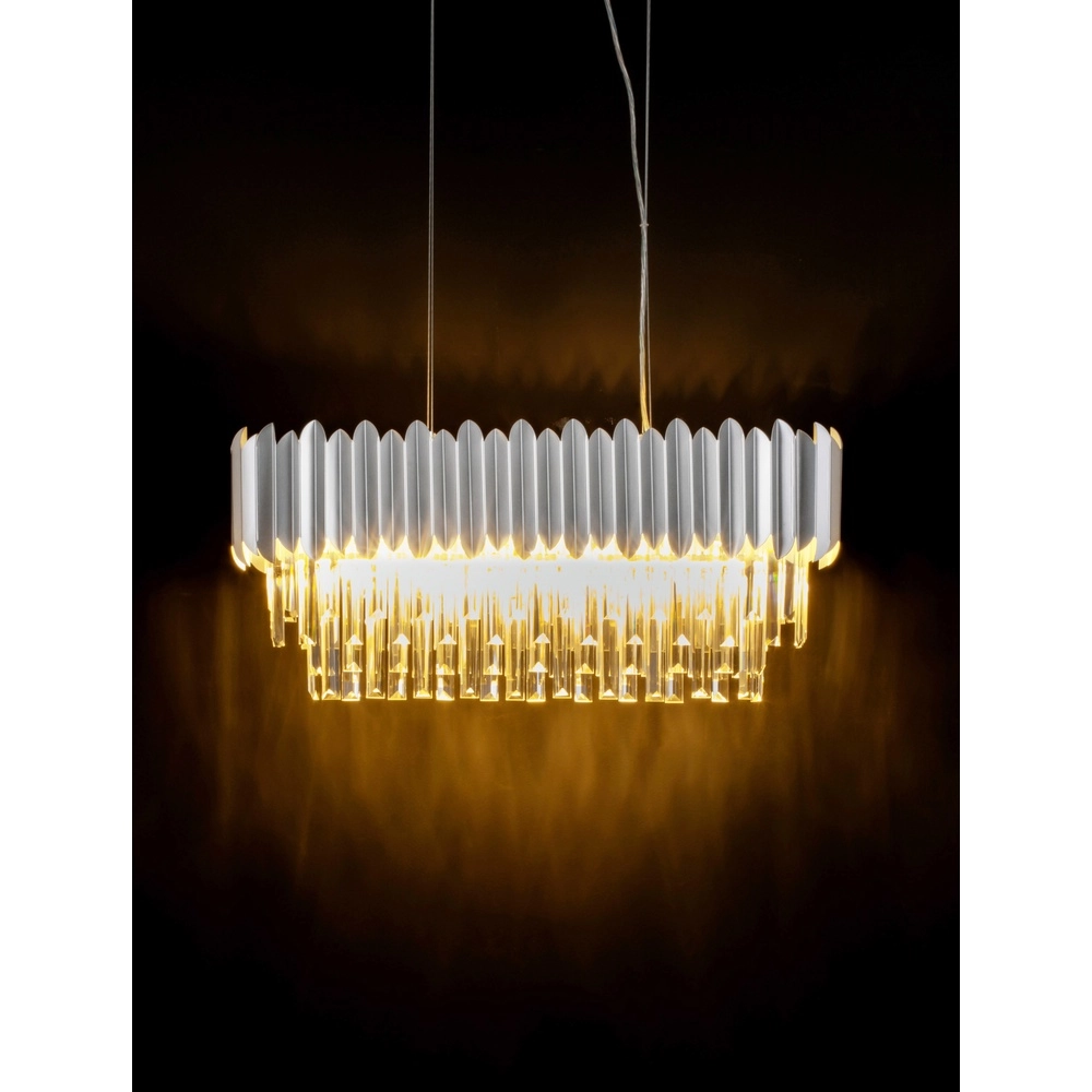 Hanglamp Magnolia langwerpig chroom en kristal