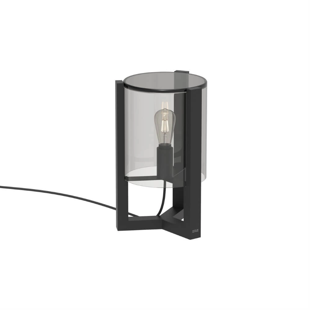 Tafellamp 45cm Tristar antraciet met smoke glas Tafellamp 45cm Tristar antraciet met smoke glas