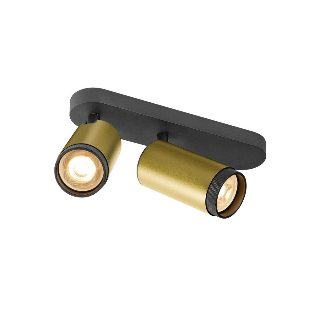 Opbouwspot Grip! L 2-lichts goud met zwarte ring SLV 4024163304375