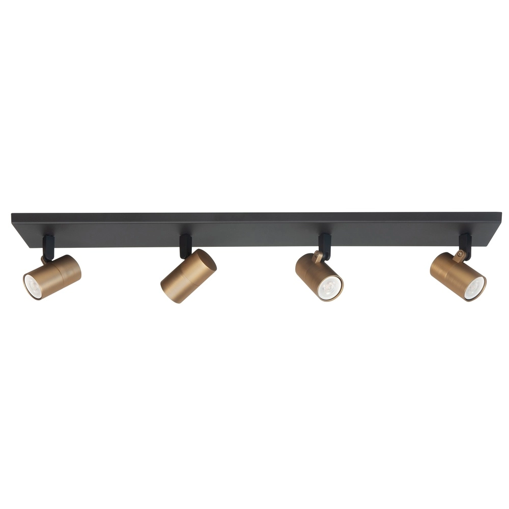 Opbouwspot Piccolo zwart met messing 4-lichts