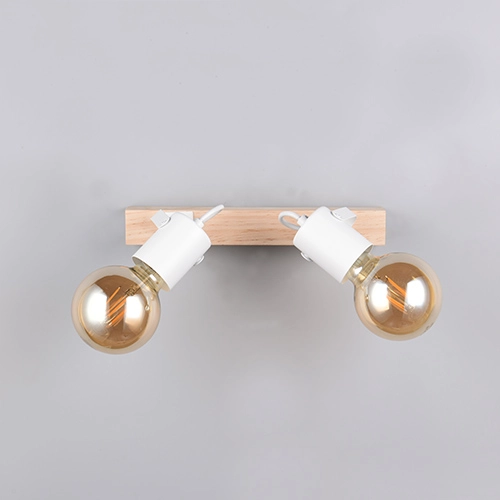 Plafondlamp dubbel Lynar wit met hout Trio 4017807670745