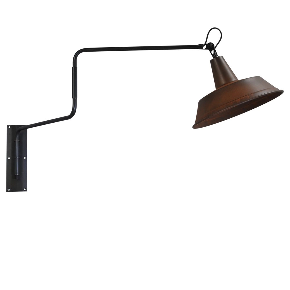 Roestbruine wandleeslamp Industria 122cm roestbruin met zwart