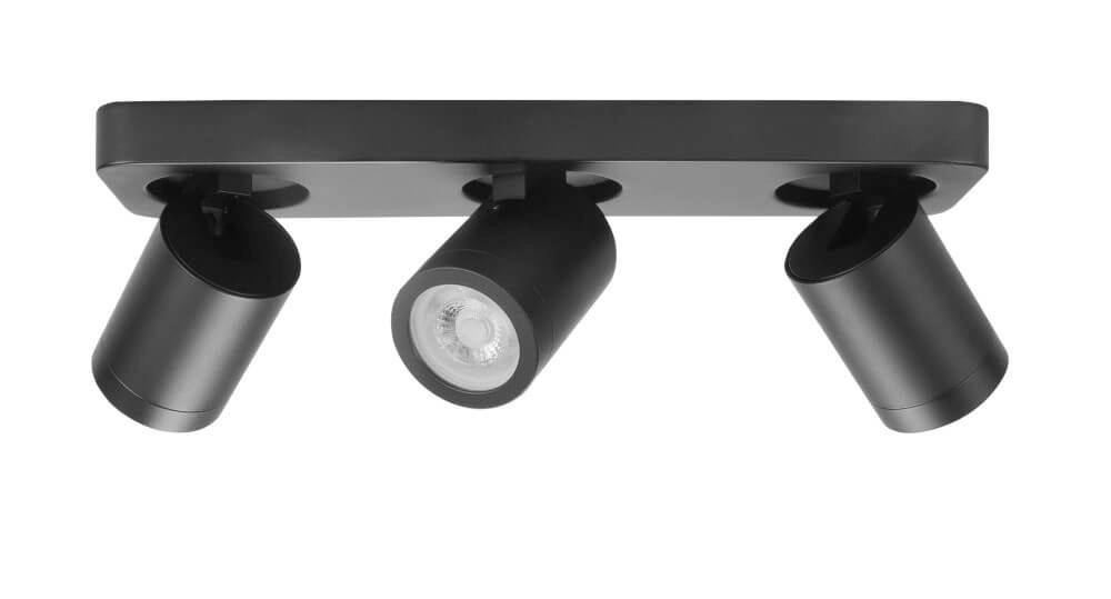 Triple IP44 opbouwspot Oliver mat zwart