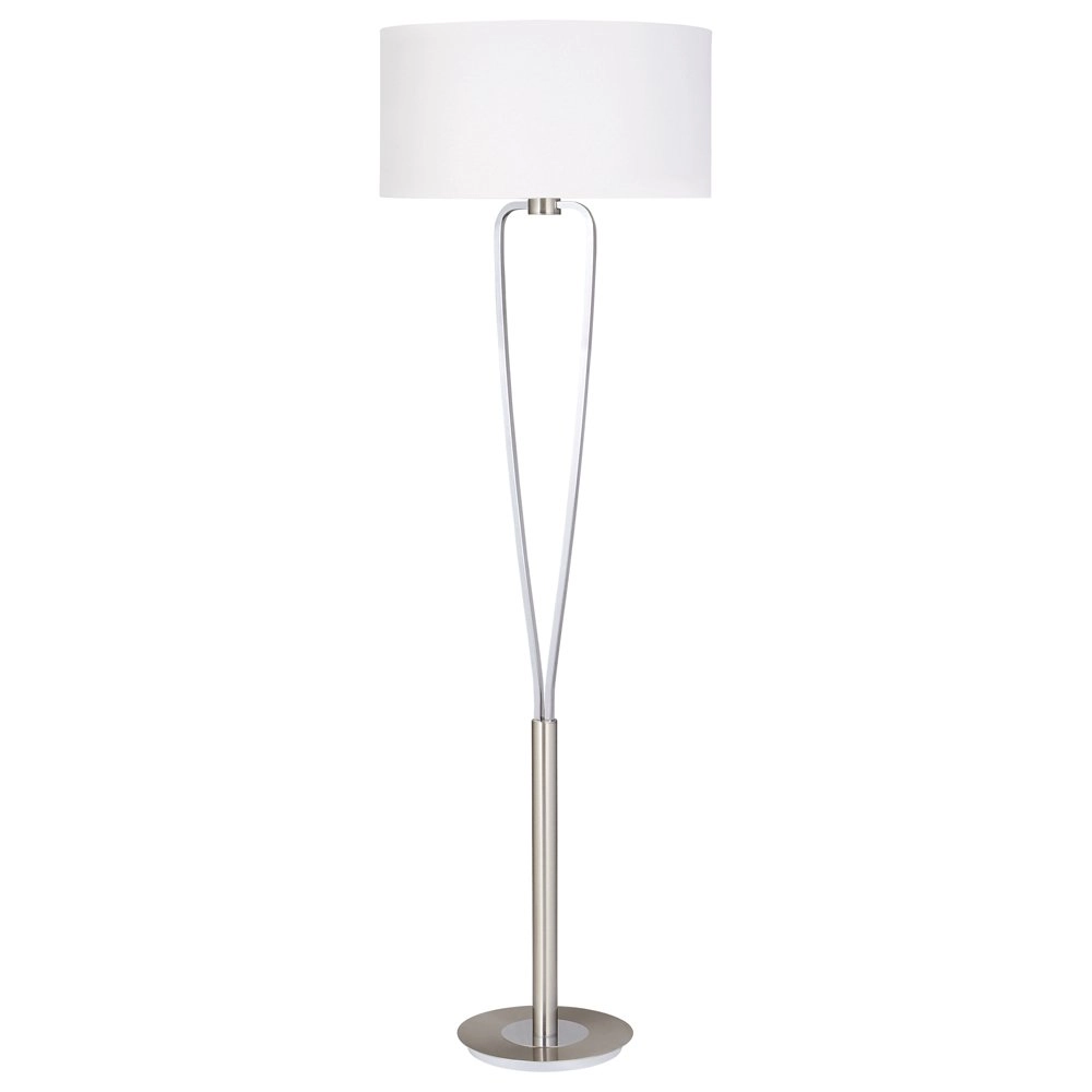 Design schemerlamp Paris II grijs met witte lampenkap Design schemerlamp Paris II grijs met witte lampenkap