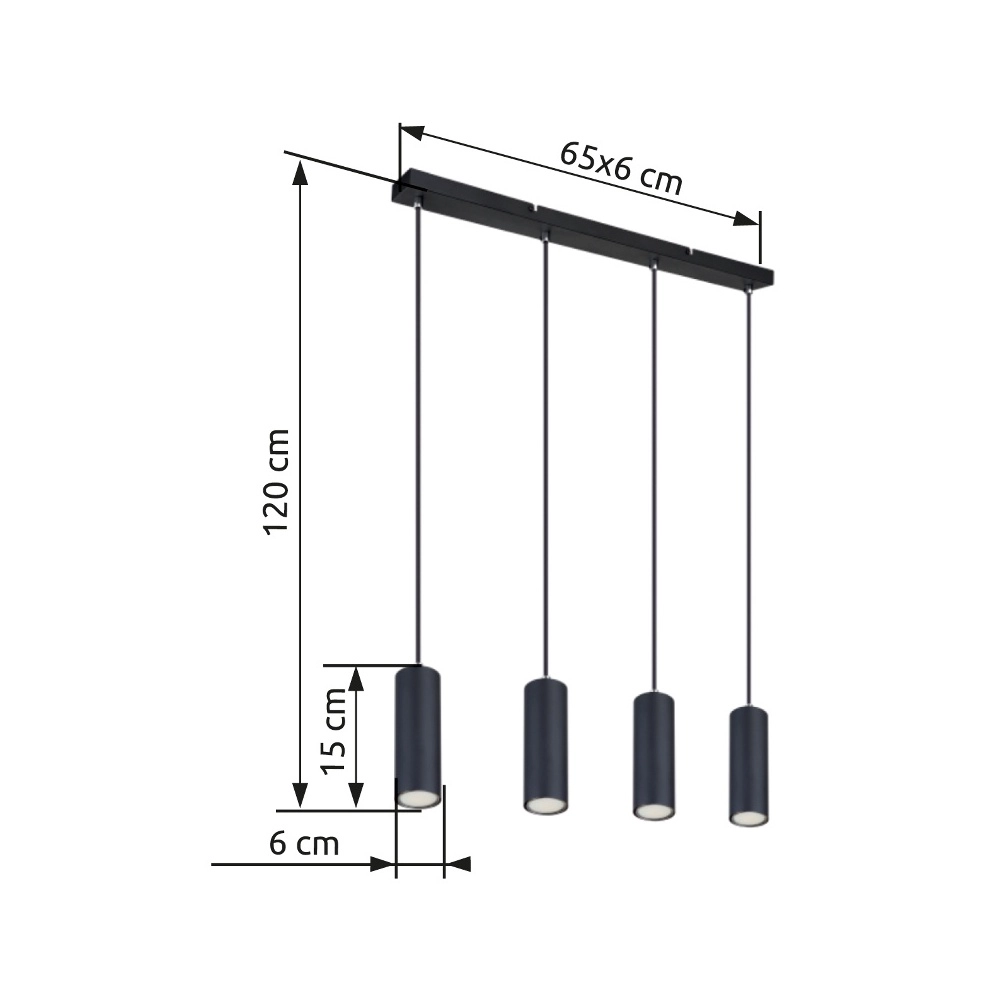 Hanglamp Robby 4-lichts zwart Globo 9007371430543
