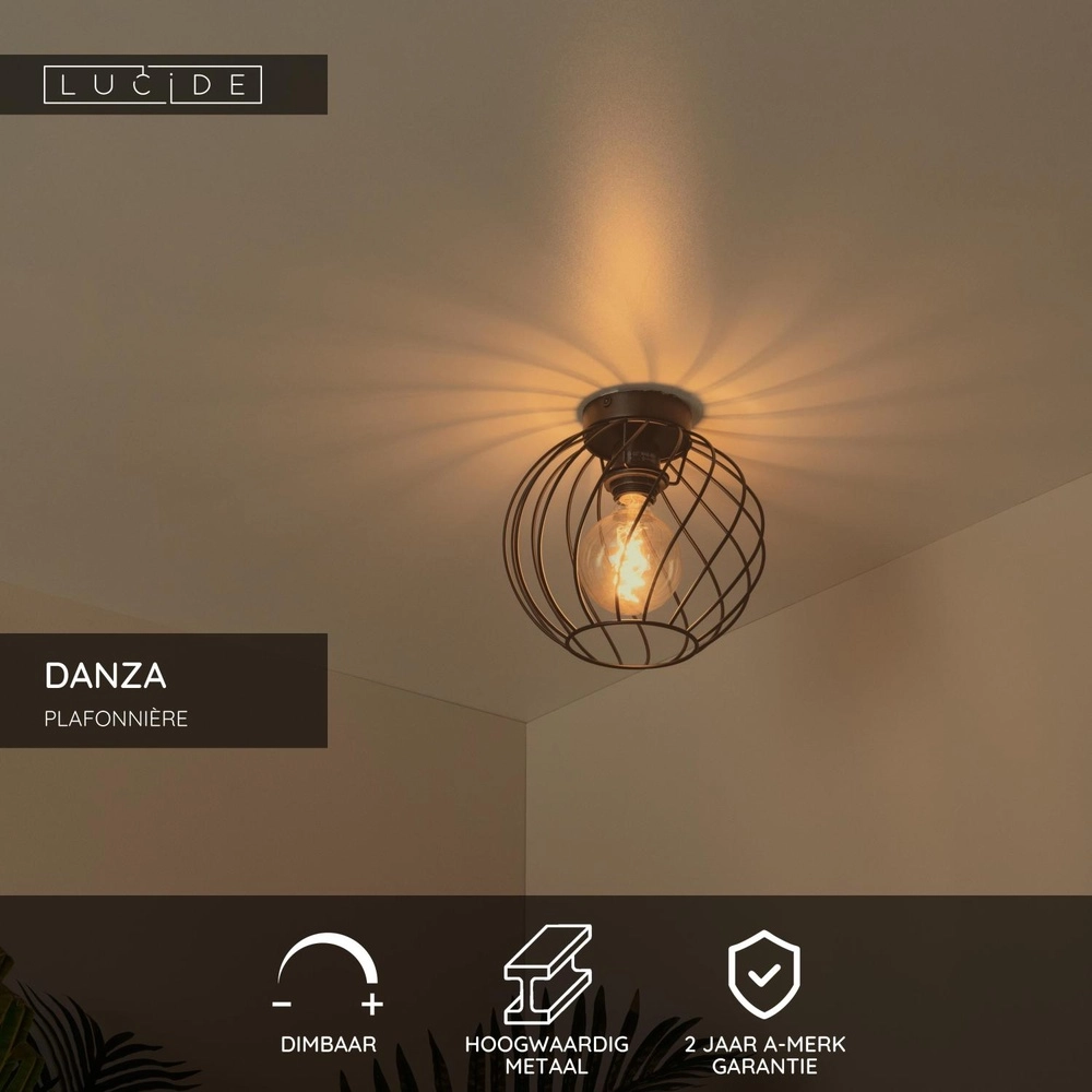 Plafondlamp Danza zwart Ø 25cm Lucide 5411212211477
