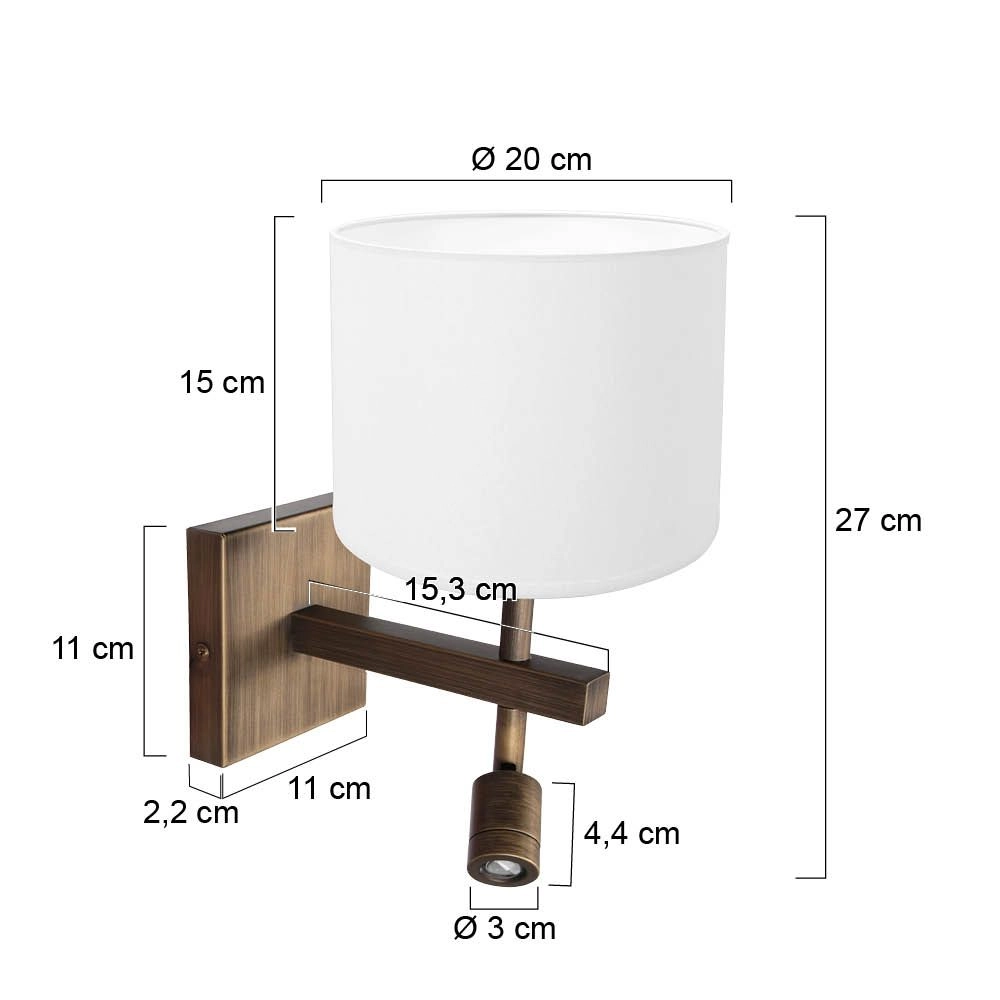 Wandlamp Stang met witte kap Steinhauer 8712746189650