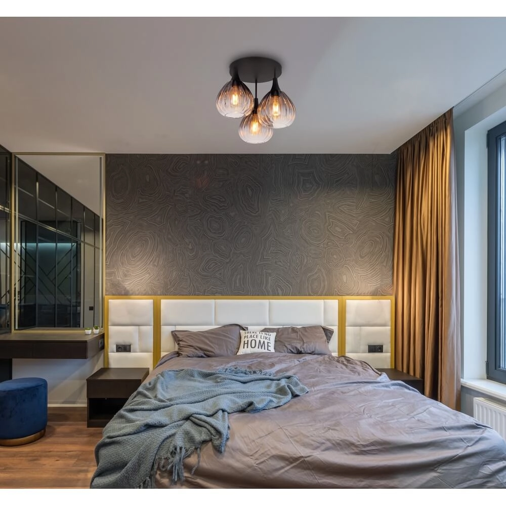 Zwarte plafondlamp Olsen 3-lichts Globo 9007371453801