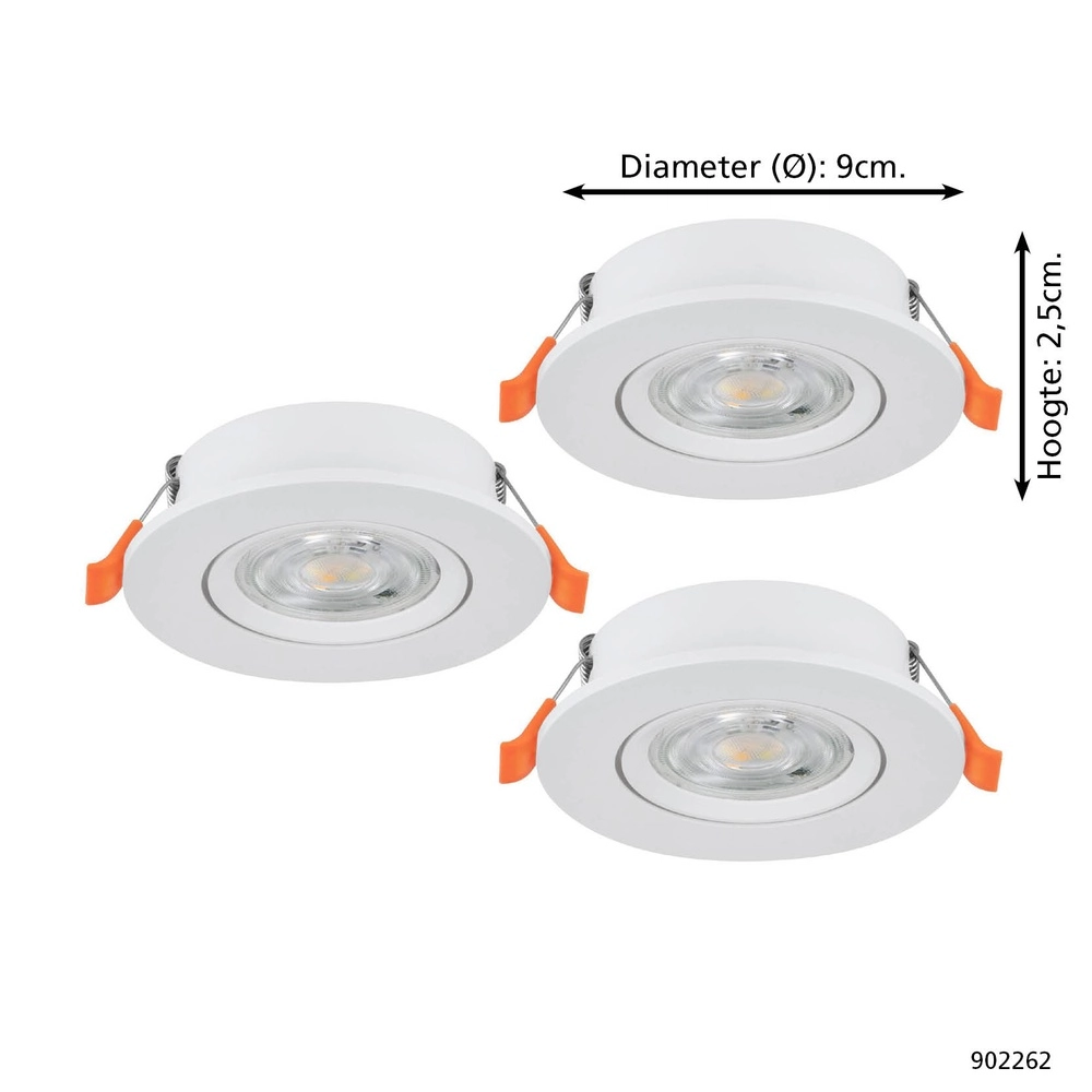 Set van 3 inbouwspots Barranco wit Ø 9cm - 3-staps CCT Eglo 9008606359424