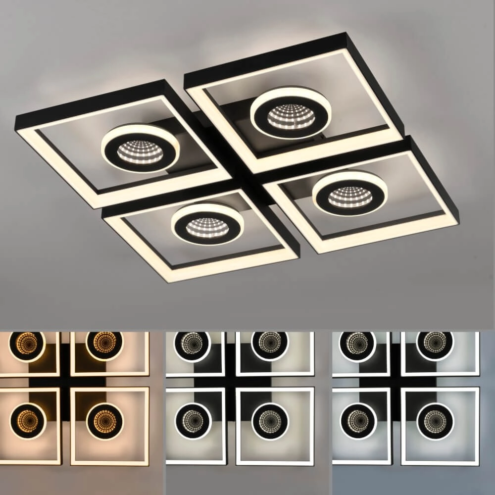 Vierkante plafondlamp Traforo quatro Paul Neuhaus 4012248384909