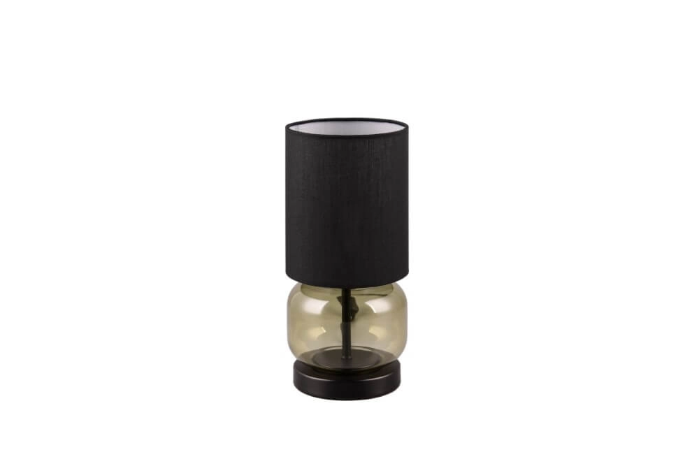 Zwarte tafellamp Elio met groen glas Trio 4017807601060