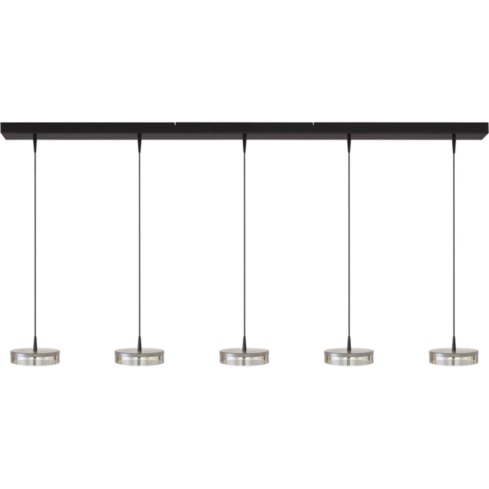 5-lichts hanglamp Imperia 160cm zwart met nikkel