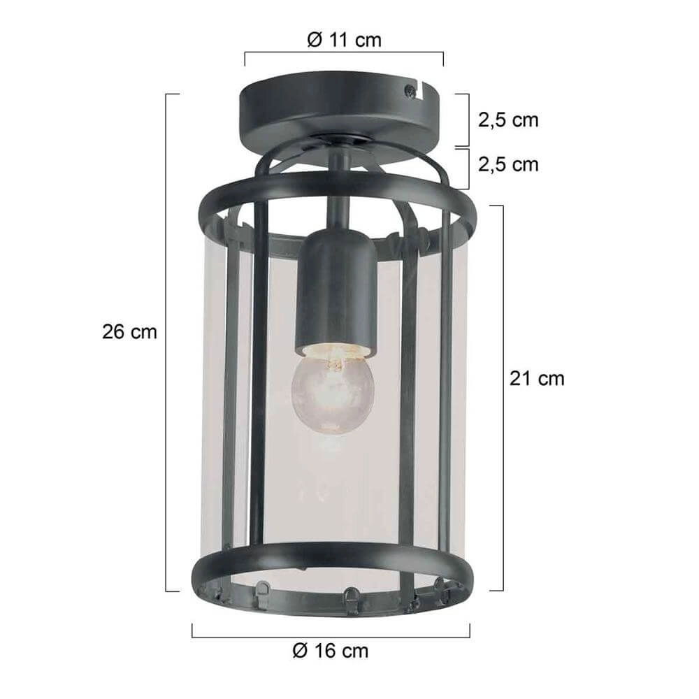 Klassieke plafondlamp Pimpernel zwart Steinhauer 8712746174212
