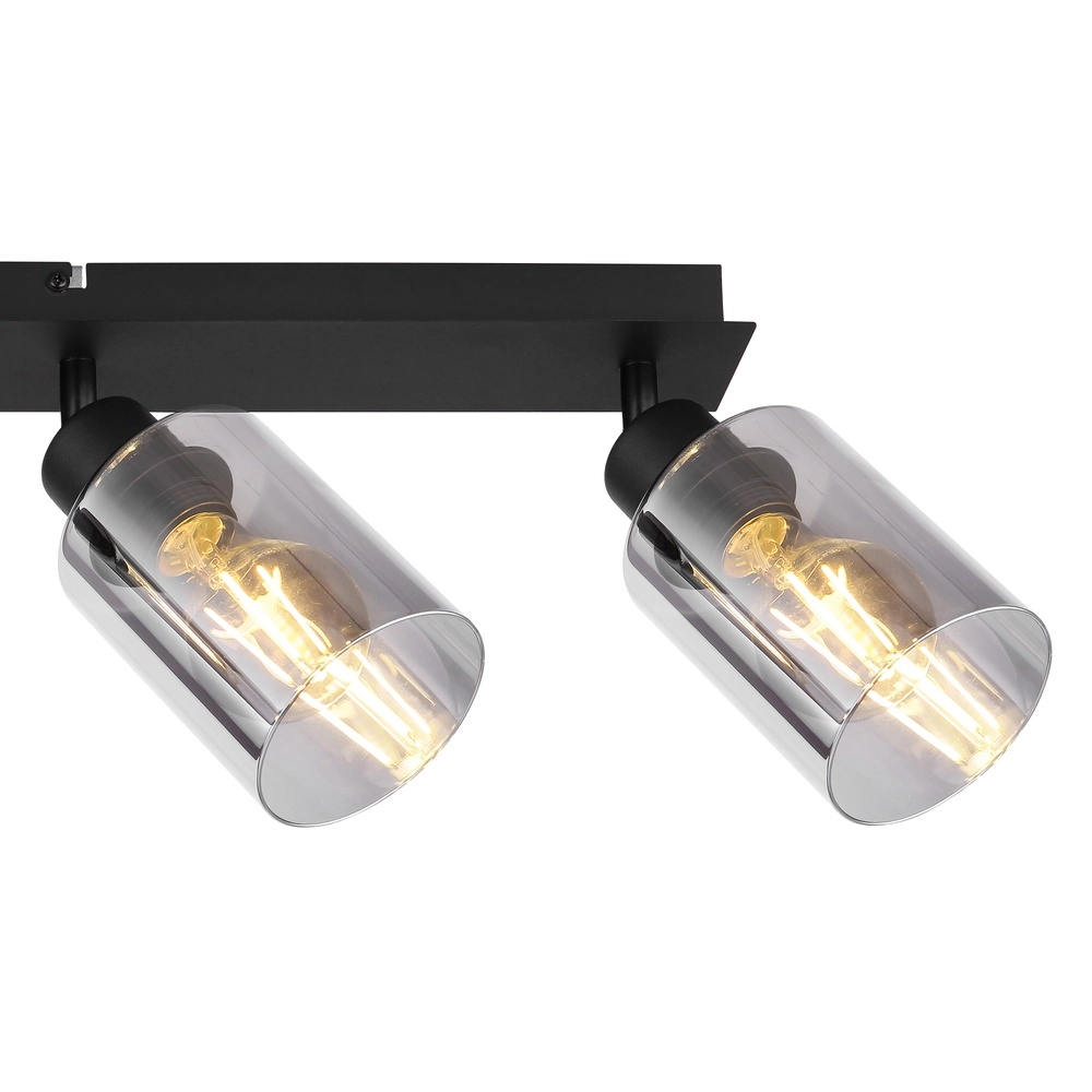 Plafondlamp Hadera 4-lichts zwart met smoke glas Globo 9007371431229