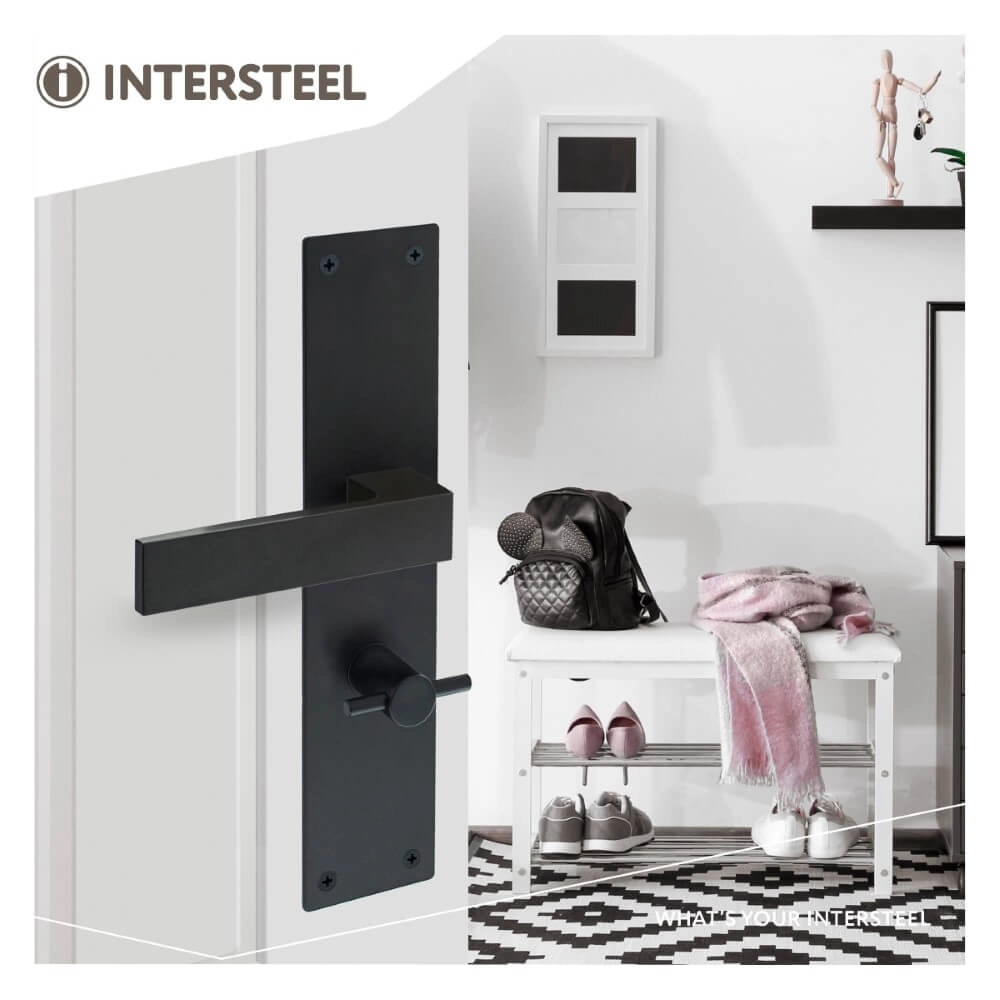 Moderne deurklink Amsterdam WC-sluiting 63/8 zwart Intersteel 8714186489550