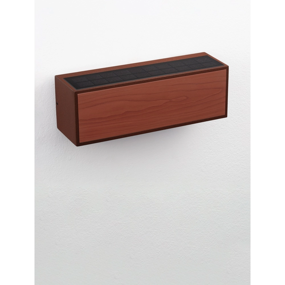Solar wandlamp Brown roestbruin met hout Lyora 5212017449450