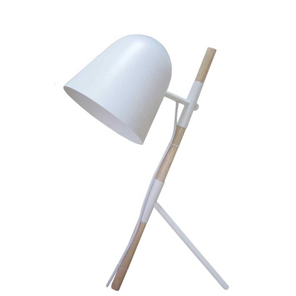 Landelijke tafellamp Sensa Tripod wit met hout Landelijke tafellamp Sensa Tripod wit met hout