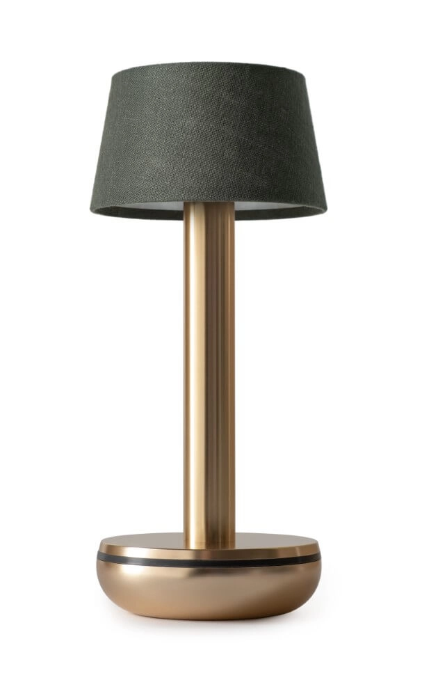 Oplaadbare tafellamp Two Gold Emerald linnen