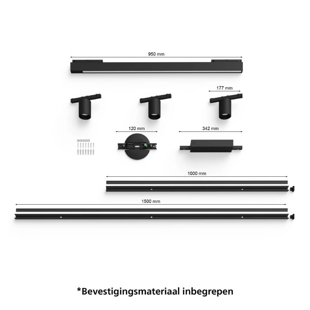 Hue Perifo - White and color set van 3 spots en bar zwart Philips 8719514407800