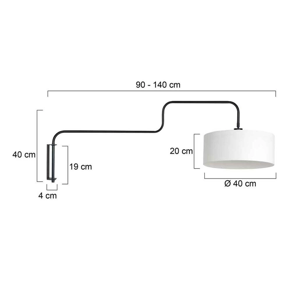 Wandlamp Bloeba zwart met kap wit Steinhauer 8712746177077