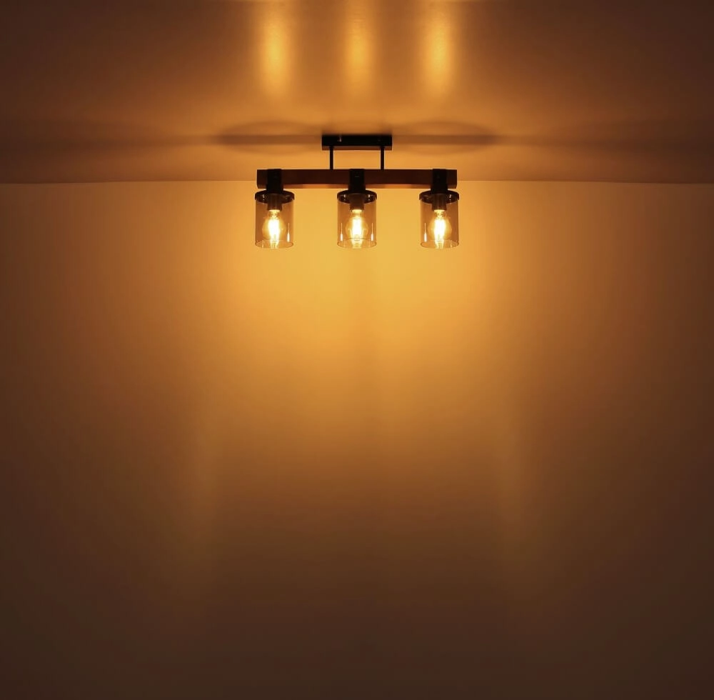 3-lichts plafondlamp Lila zwart met hout Globo 9007371443710